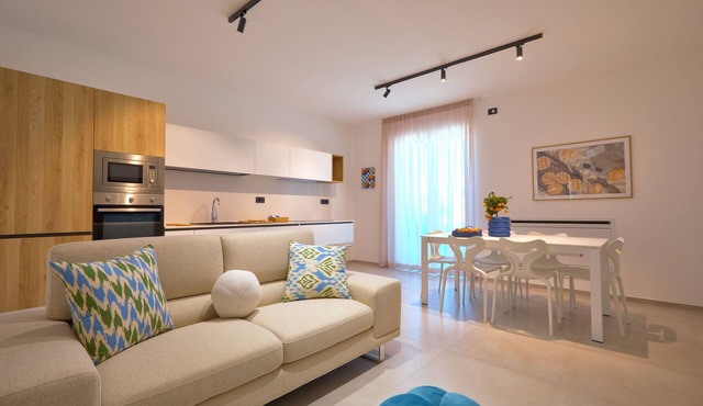 New spacious and modern apartment with citrus-scented Aeolian Islands view