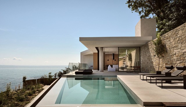 Opsis villas with private beach. Architecture and design.