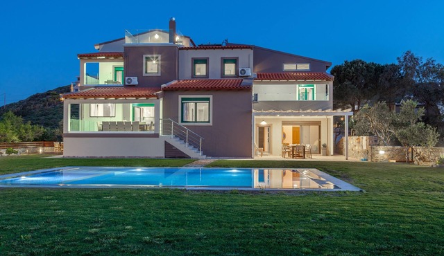 Villa Ourania with private pool and panoramic view, Sleeps 24+