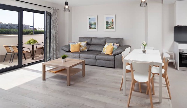 Apartment 'Residencial Celere Playa Niza' with Sea View, Shared Pool & 4 Shared Terraces